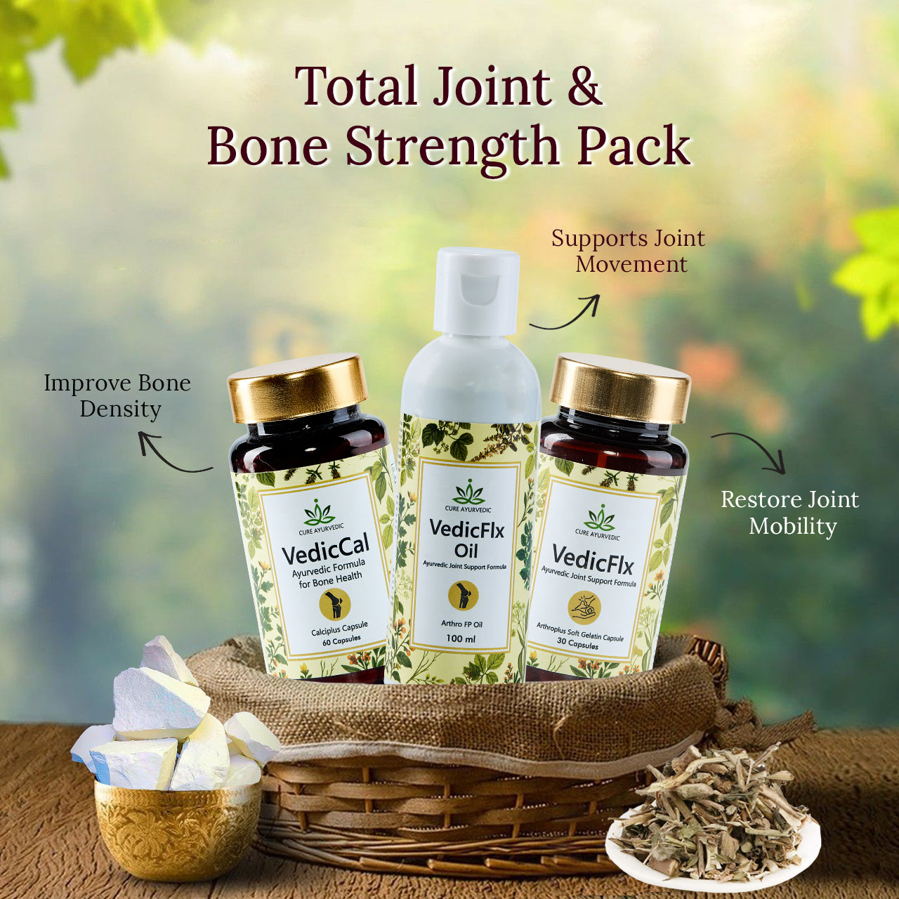 VedicCal + VedicFlx Oil + VedicFlx Capsules Combo Pack of 3